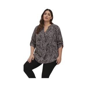 Torrid Harper Leo-Zebra Mix Rayon Twill 3/4 Sleeve Top​​​